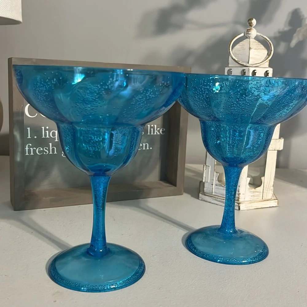 Fun Party Blue Long Stem Hard Plastic Glasses